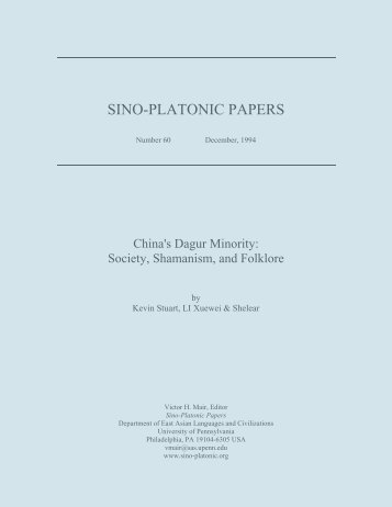 China's Dagur Minority - Sino-Platonic Papers