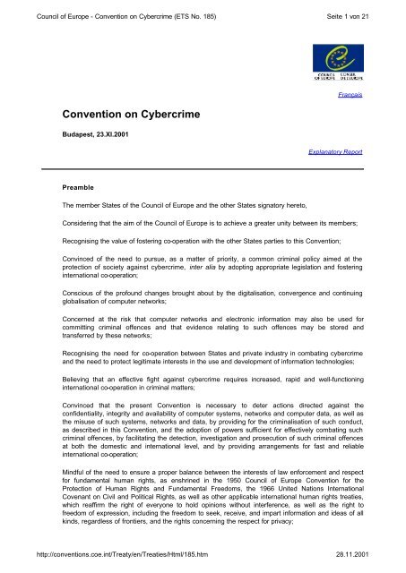 Council of Europe - Convention on Cybercrime (ETS No. 185)