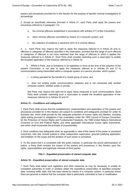 Council of Europe - Convention on Cybercrime (ETS No. 185)