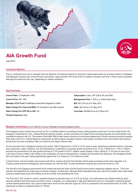 Aia Growth Fund Aia Singapore