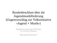 Gegenvorschlag zur Volksinitiative «Jugend + Musik - EVP