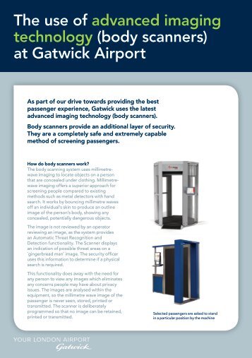 leaflet about security body scanners - Gatwick Airport