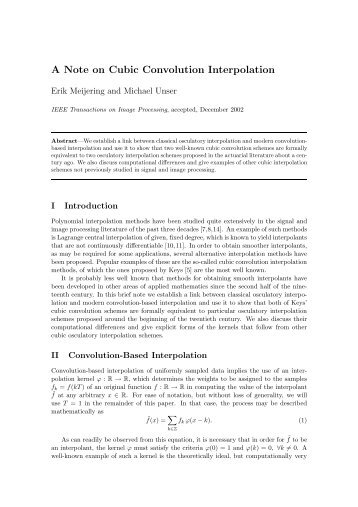 A Note on Cubic Convolution Interpolation - Biomedical Imaging ...