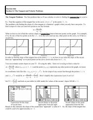 MATH 1910 Section 2.1 The Tangent and Velocity Problems The ...