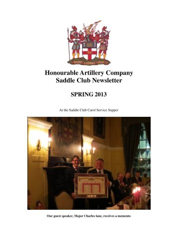 Spring 2013 Saddle Club Newsletter - Honourable Artillery Company
