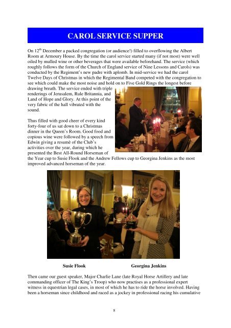 Spring 2013 Saddle Club Newsletter - Honourable Artillery Company