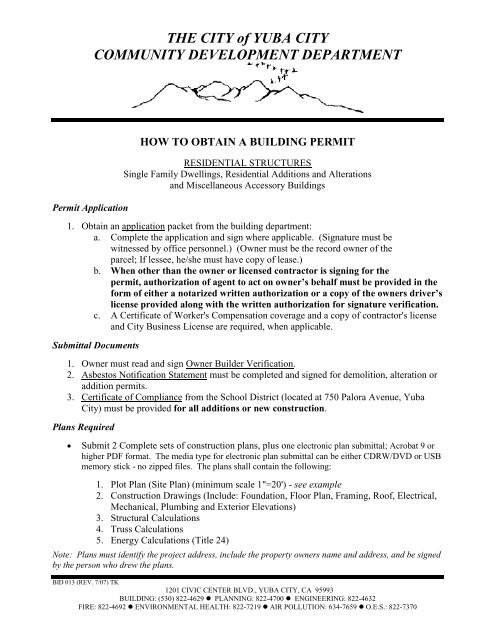 HOW TO OBTAIN A BUILDING PERMIT - City of Yuba City