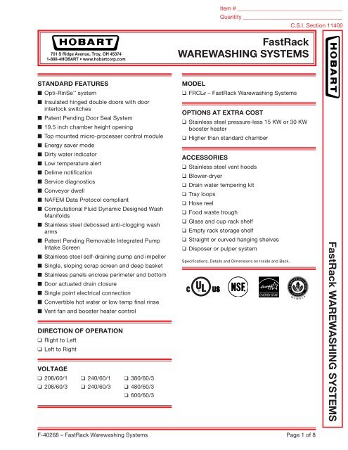 FastRack WAREWASHING SYSTEMS FastRack W AREW ASHING ...