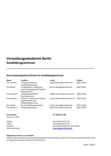 Allgemeine Hinweise - Verwaltungsakademie Berlin - Berlin.de