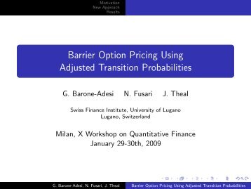 Barrier Option Pricing Using Adjusted Transition Probabilities