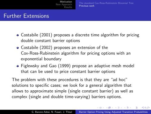 Barrier Option Pricing Using Adjusted Transition Probabilities