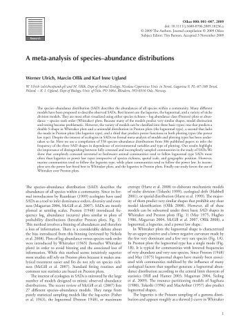 A meta-analysis of species–abundance distributions