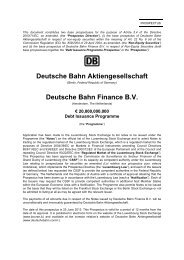 Deutsche Bahn Aktiengesellschaft Deutsche Bahn Finance B.V.