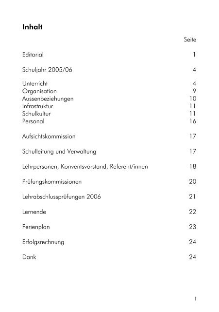 Inhalt - Wirtschaftsschule KV Winterthur