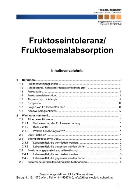 Fruktoseintoleranz/ Fruktosemalabsorption - Team Dr. Klinghardt