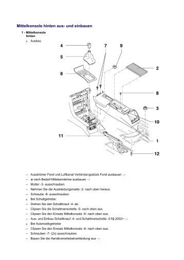 Mittelkonsole hinten aus- und einbauen