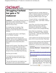 Struggling Fairfield bar gets a TV makeover - The City of Fairfield Ohio