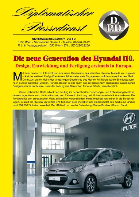 Die neue Generation des Hyundai i10. - Diplomatischer Pressedienst