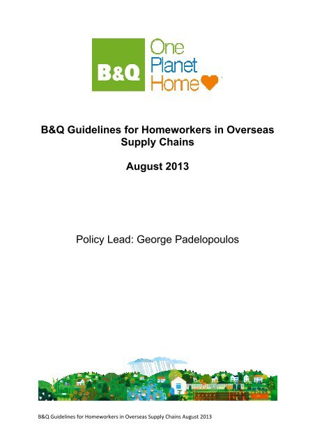 B&Q Guidelines for Homeworkers in Overseas Supply Chains ...