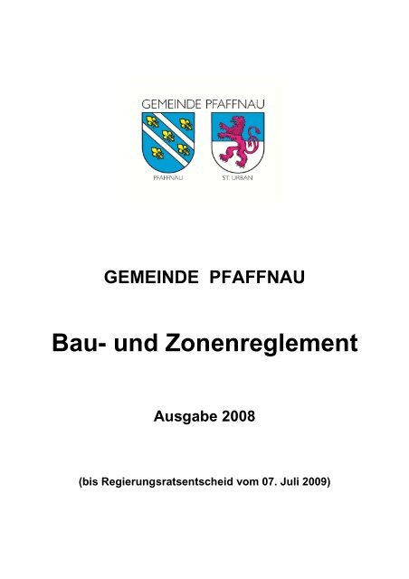 Bau- und Zonenreglement - Pfaffnau