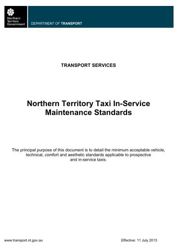 Taxi Requirements and In-service Maintenance Standard