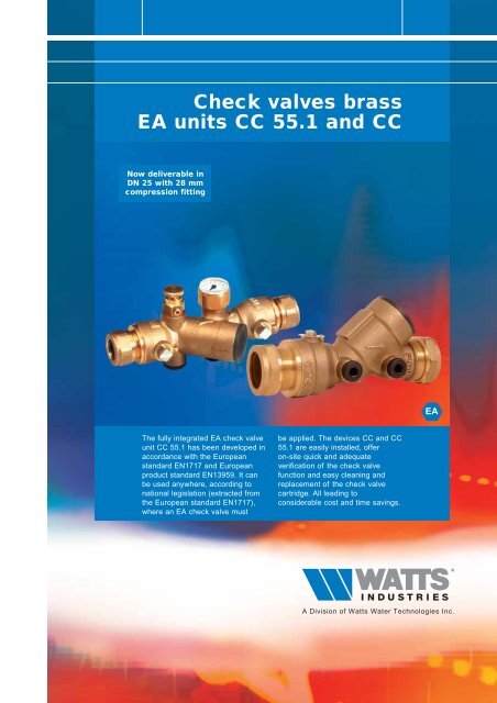 Check valves brass EA units CC 55.1 and CC - WATTS industries