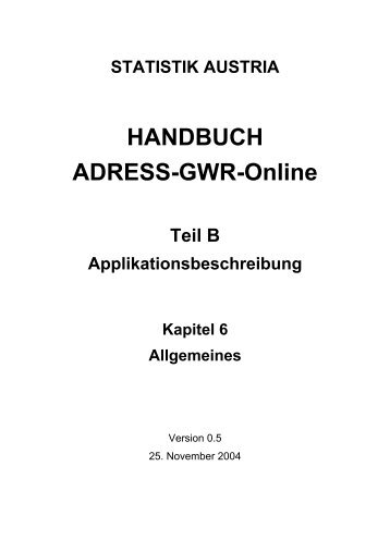 HANDBUCH ADRESS-GWR-Online - Statistik Austria