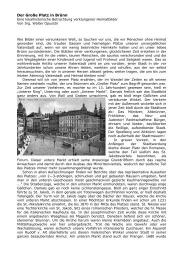 Der Große Platz in Brünn - Vermächtnis des deutschen Brünn