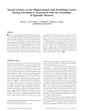 Neural Activity in the Hippocampus and Perirhinal Cortex during ...