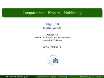 Einführung - Astrophysik an der Universität Potsdam