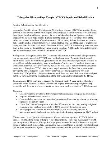 Triangular Fibrocartilage Complex (TFCC) Repair and Rehabilitation