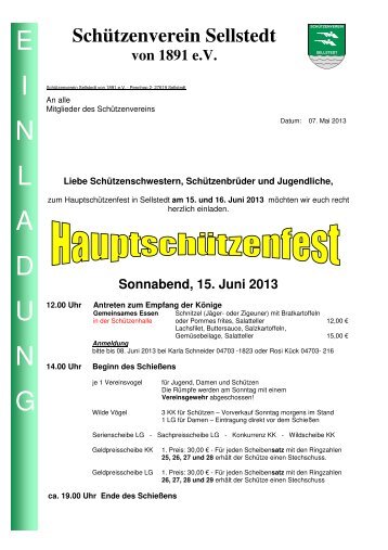 Hauptschützenfest - Schützenverein - Sellstedt