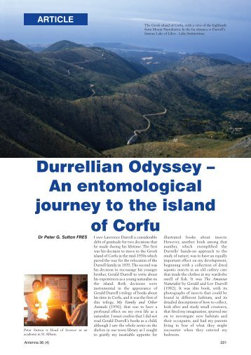 Durrellian Odyssey – An entomological journey to the island of Corfu