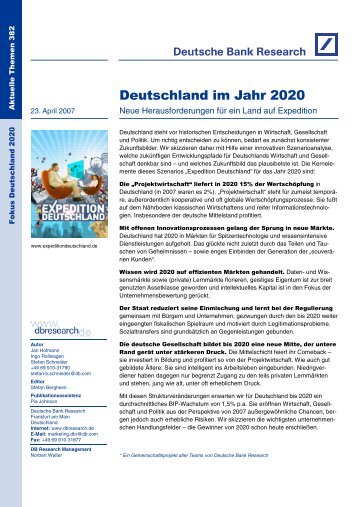Deutschland im Jahr 2020 - Deutsche Bank Research