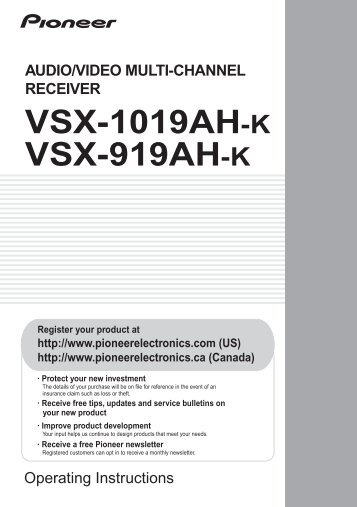 VSX-1019AH-K VSX-919AH-K - Pioneer Electronics