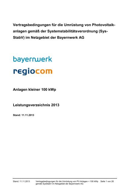 LV_2013 Umrüstung Wechselrichter kleiner 100 kWp.pdf - Bayernwerk