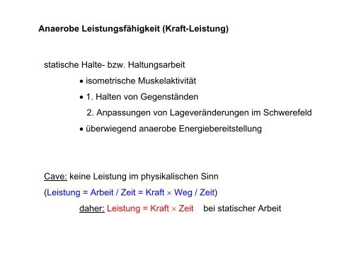 Leistungsphysiologie I, II, III (H. Pagel) - Institut für Physiologie