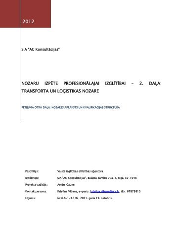 transporta un loģistikas nozare - VIAA