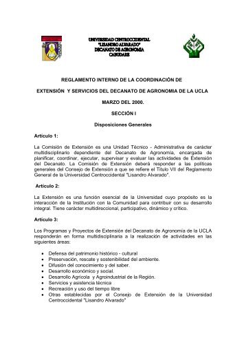 reglamento interno de la coordinaciÃ³n de extensiÃ³n y servicios del ...