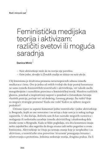 FeministiÄka medijska teorija i aktivizam: razliÄiti svetovi ili moguÄa ...