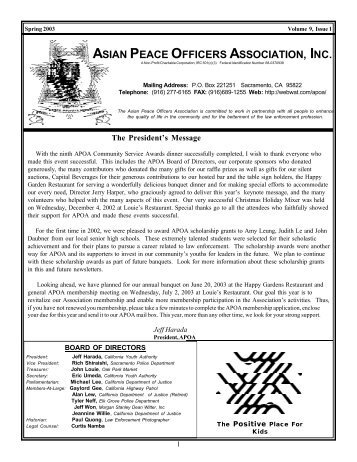 ASIAN PEACE OFFICERS ASSOCIATION, INC. - WebWat.com