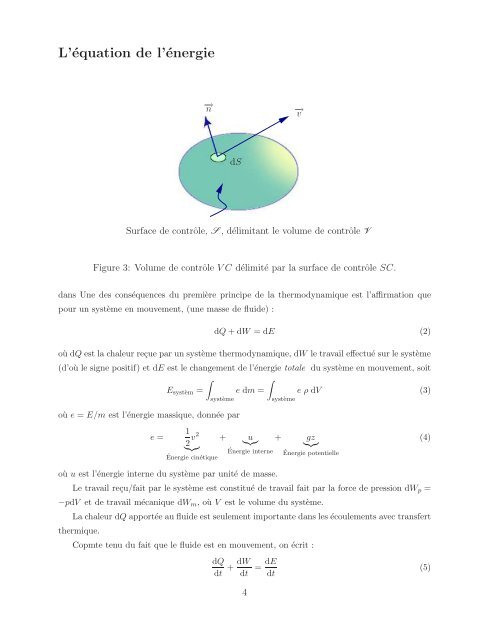 L'équation intégrale de la conservation de quantité de mouvement ...