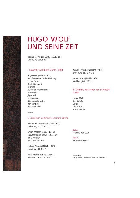 Heft Hugo Wolf - Thomas Hampson