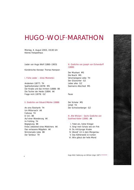 Heft Hugo Wolf - Thomas Hampson