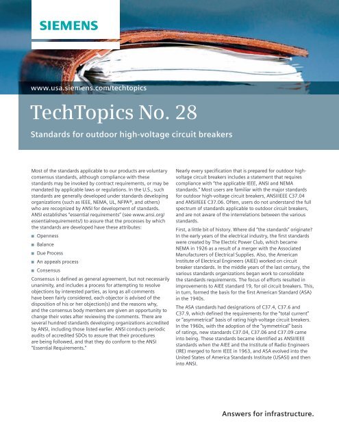 TechTopics No. 28 Standards for outdoor high-voltage ... - Siemens