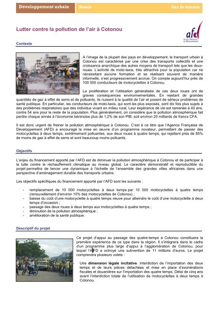 Lutte contre la pollution Cotonou - Agence Française de ...