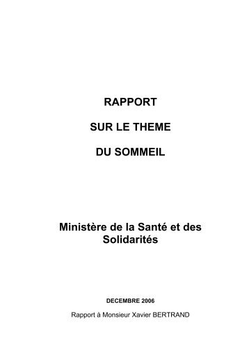 Rapport sur le thème du sommeil - La Documentation française