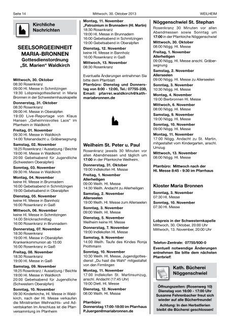 2013 Mitteilungsblatt Nr. 22 - Gemeinde Weilheim / Baden