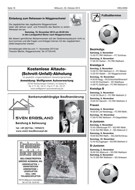 2013 Mitteilungsblatt Nr. 22 - Gemeinde Weilheim / Baden