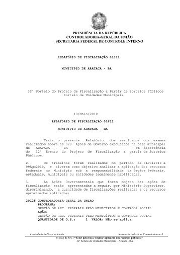 presidência da república controladoria-geral da união secretaria ...
